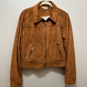 Copper Key Tan Suede Bomber Jacket